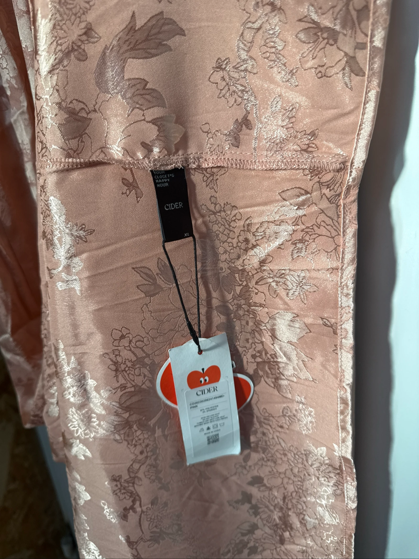 Vestido longo de cetim da Cider rosa GG novo com etiqueta – photo 7